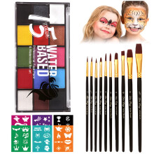 Kit de pintura de rosto para crian  as adultos   gua ativada corporal pintura de rosto 15 cores Baseada em   gua de facepains paleta de maquiagem 12