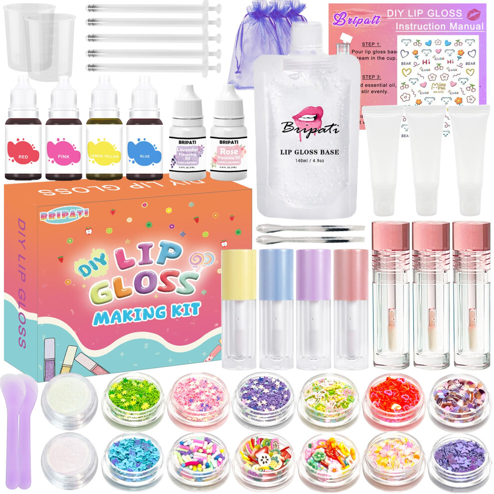 BRIPATI Diy Lip Gloss Making Kit - Lip Gloss Supplies To Make Your Own Lip Gloss, Lip Gloss Making Supplies Set Diy Lip Gloss Kit For Girls, Beginner