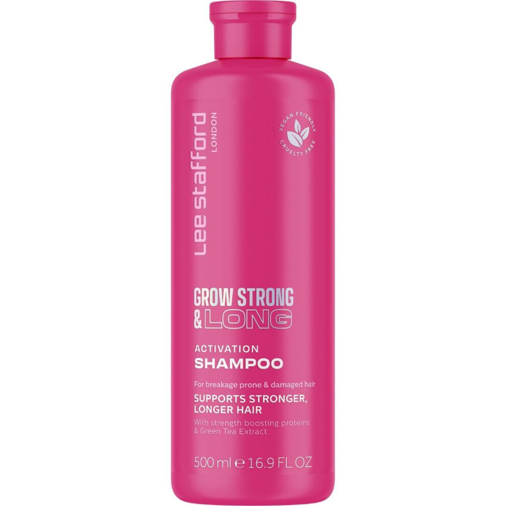 Lee Stafford Grow Strong & Long Hair Regrowth Volume Shampoo for Women & Men | Hair Lengthening Products Anti Hair Loss & Thinning | 500 ML | Sulphate