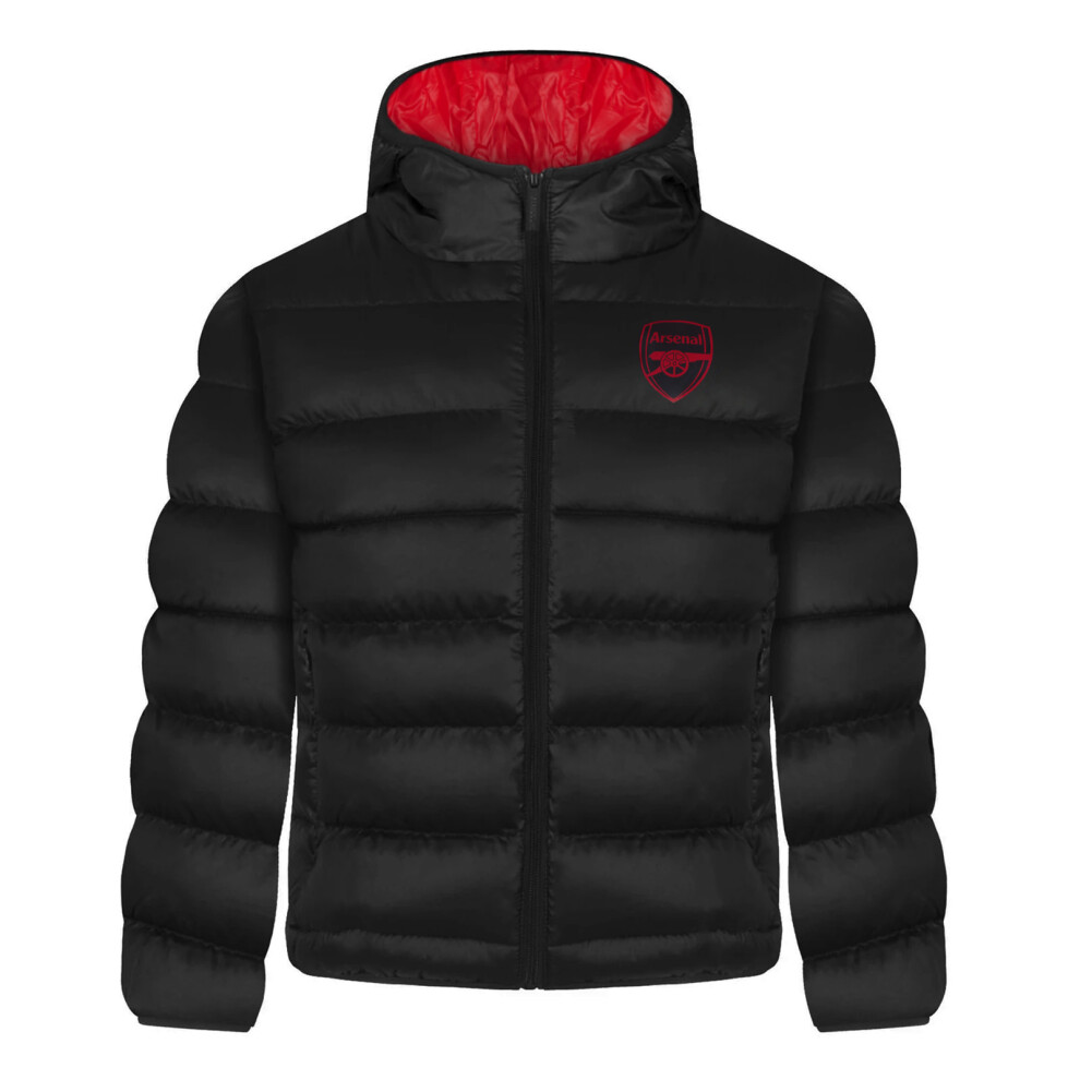 (Black, 4-5 Years) Arsenal FC Boys Jacket Hooded Winter Quilted Kids OFFICIAL Football Gift