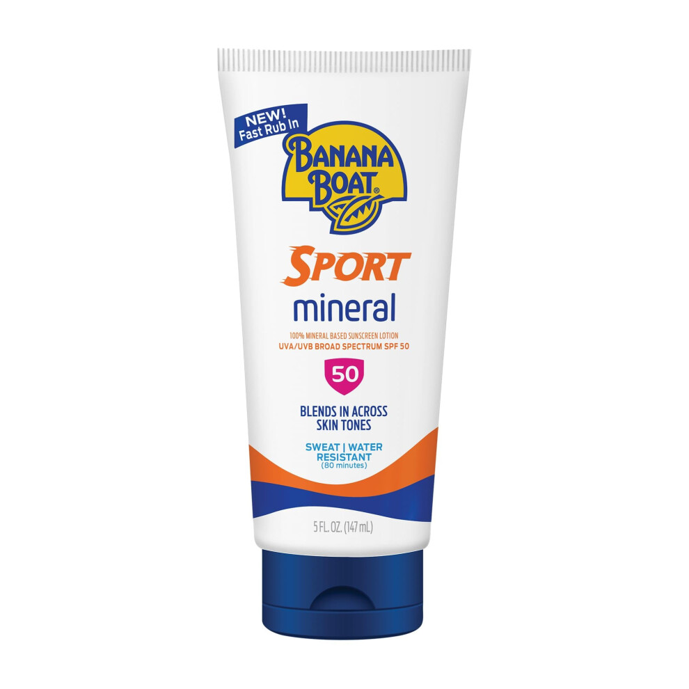 Banana Boat Sport Mineral Sunscreen SPF 50, 5oz | Zinc Oxide Sunscreen Lotion, Banana Boat Sunscreen SPF 50, Sunblock, SPF 50 Sunscreen, Sport Sunscre