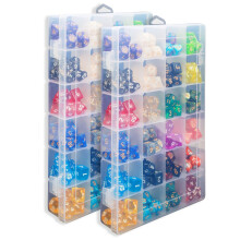 2 Pack DND Dice Storage Box varje 24 rutnt Polyhedral Dice Organizer med avtagbara avdelare som hller upp till 1600 trningar Sm hantverksbeh