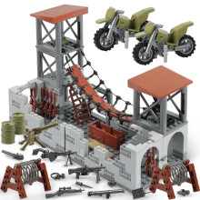 Finger Rock Military Base Series Small Suspension Building Set WW2 Army Mini War Accessory Kits DIY Defense Base Guard Tower Base Guns Army Suppl
