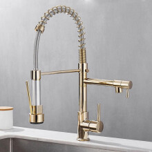Pull-out Kitchen Faucet 2 Jets Gold Mixer Tap EU Single-lever 360? Swivel Hot and Cold Water Available