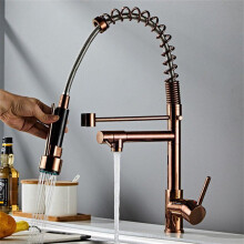 Rose Gold Kitchen Faucet Pull-Out 2 Jets Mixer Tap EU Single Lever 360? Swivel Cold and Hot Water Available