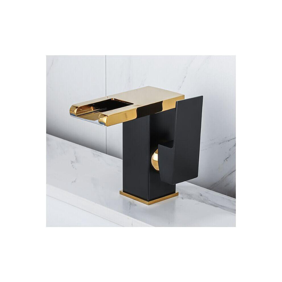 Cascade chaud et froid comptoir lavabo lavabo meuble de salle de bain robinet toilette nordique plein cuivre cr?atif robinet court or noir