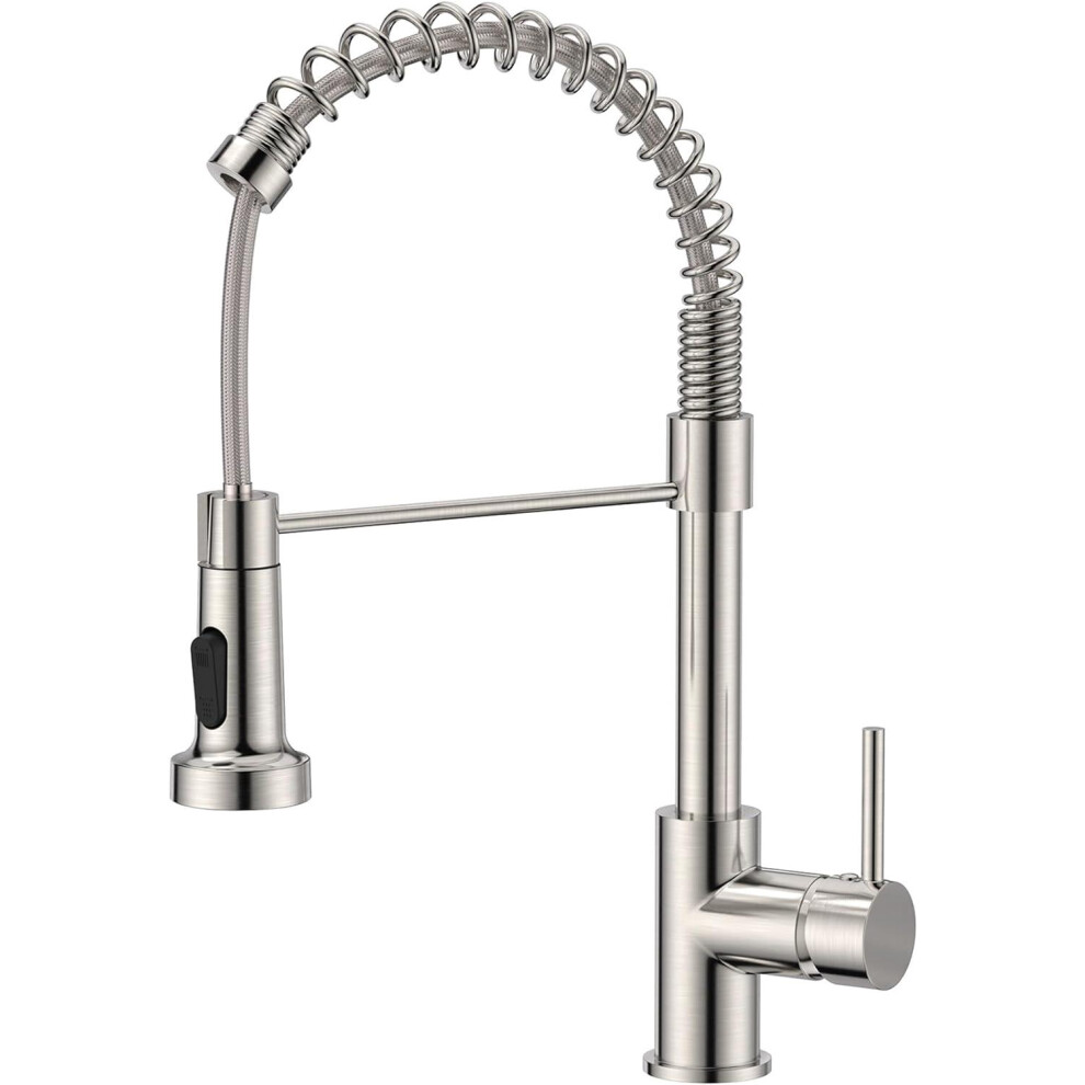 Robinet Cuisine, Mitigeur Cuisine Avec Douchette Pivotant ? 360? d'?vier ? Arc ?lev? Pulv?risateur Escamotable 2 Modes, Acier Inoxydable