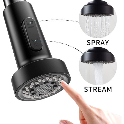 Single Handle Spring Kitchen Faucet Brass with Pull Out Sprayer Kitchen Sink Mixer Tap (Black) 1