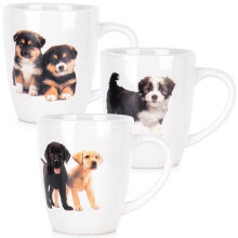 Hunde-Kaffeebecher-Set, 220 ml, 3 Stück, Keramik, Welpen-Design, spülmaschinenfest und mikrowellengeeignet, Geschenk