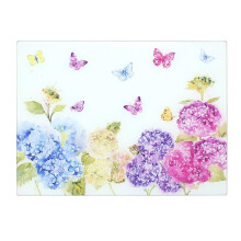 Butterfly Blossom Glass Cutting Board Toughened Heat Resistant Non Slip 40x30cm
