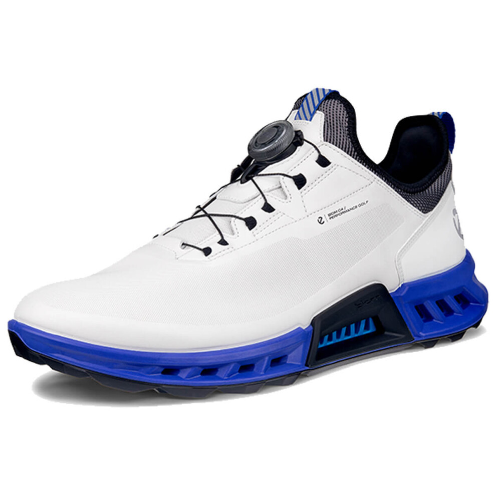 (UK 9-9.5, White/Virtual) Ecco Mens 2025 M Biom C4 Boa Fastening Waterproof Leather Spikeless Golf Shoes
