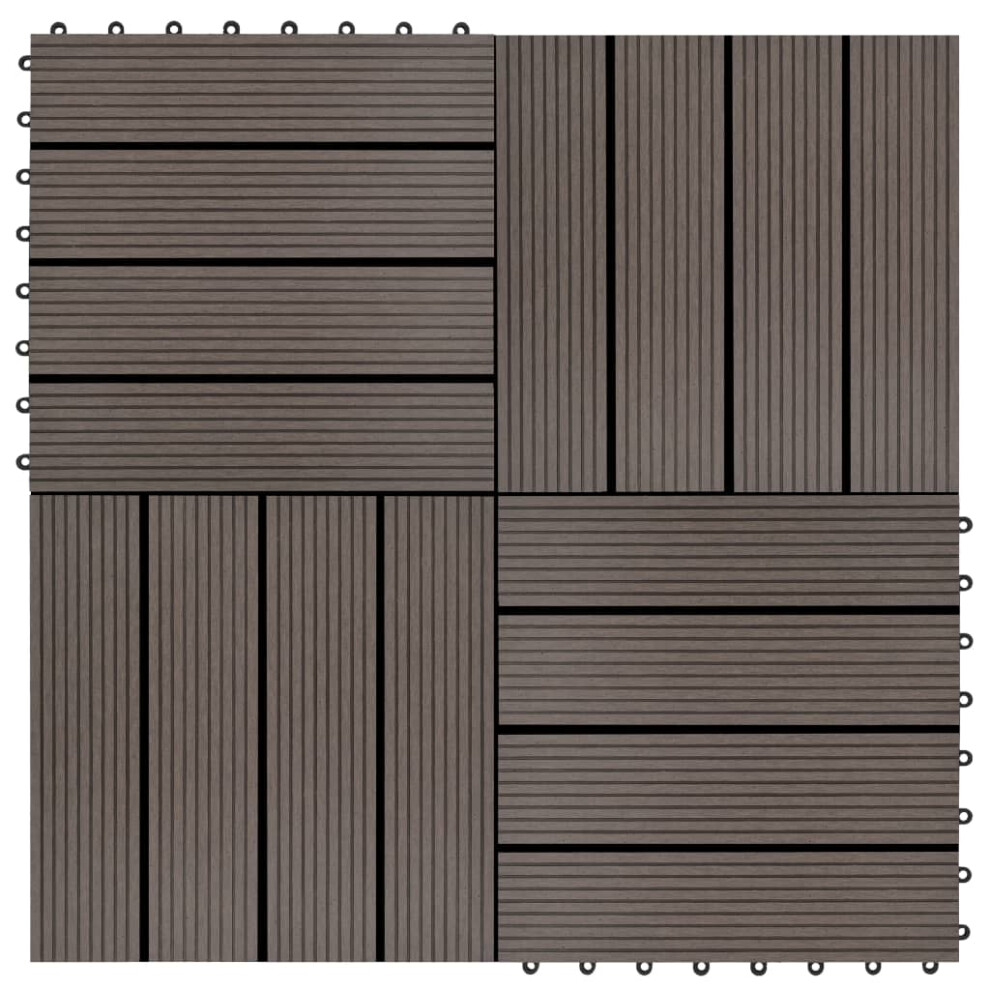 vidaXL 11 pcs Decking Tiles WPC 11.8x11.8 1 sqm Dark Brown