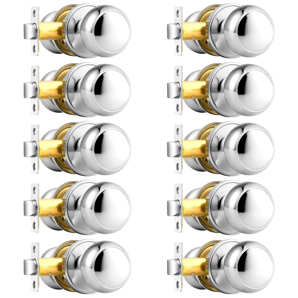Probrico Hall And Closet Knobs Polished Chrome Passage Door Knobs Nonlocking Interior Door Handles 10 Pack 6941154041256