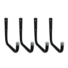 Shepherd Hardware 8090E Heavy Duty Steel Garage Storage/Large Utility Hooks 4 Pack Black
