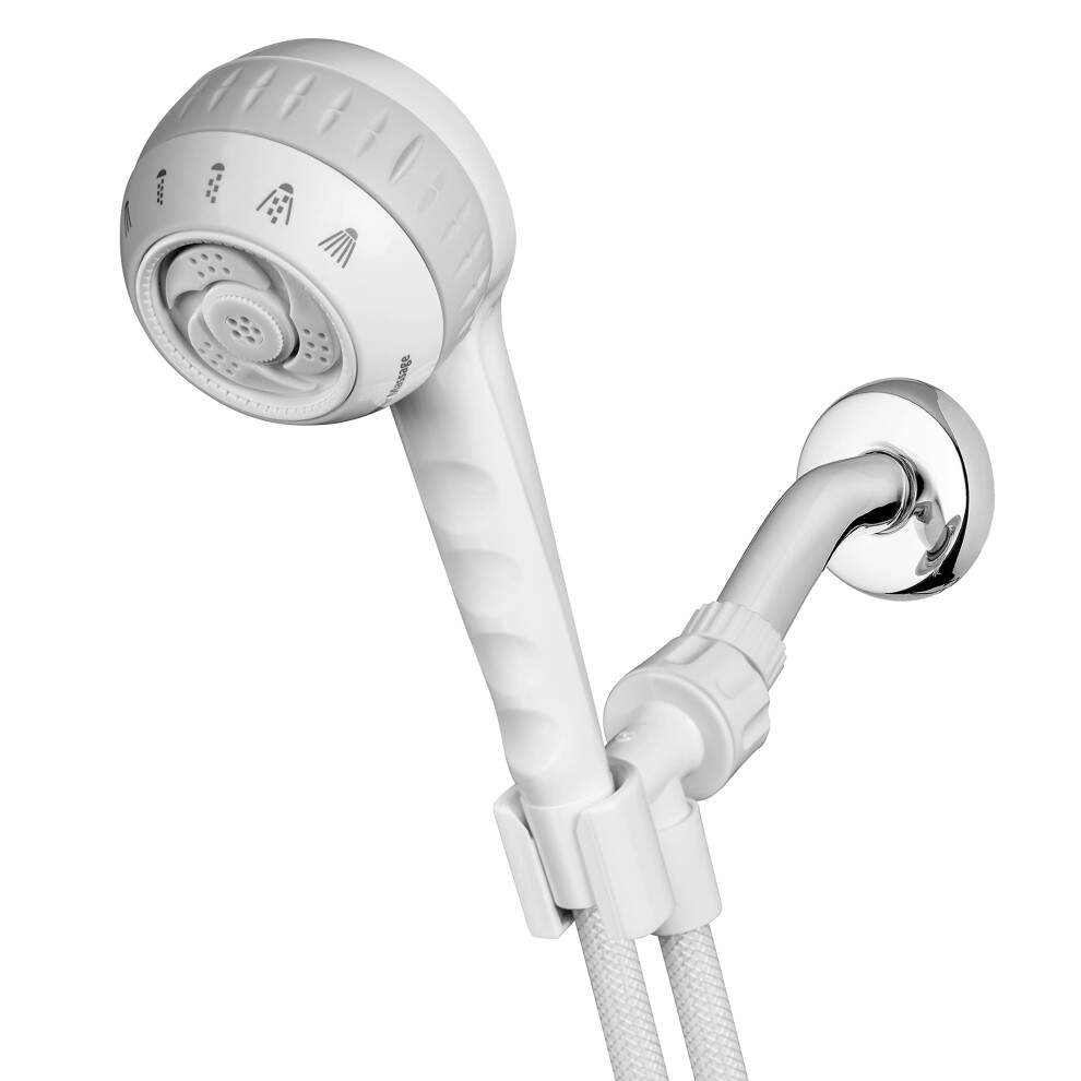 Waterpik Original Massage Shower Head Handheld Spray with 5Foot Hose  Includes Massaging Sprays and 6 Modes  DIY Easy Installation  1.8 GPM  White  SM