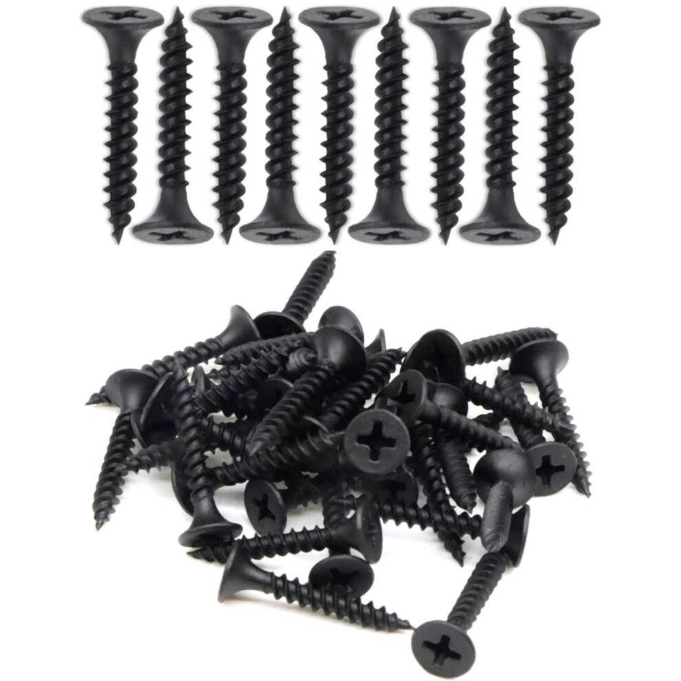 IMScrews 100pcs #6 x 1 Flat Head Phillips Drywall Screws Fine Thread Sharp Point Wood Screw  Carbon Steel 1022A  Black Phosphate-image-OPC-PFZ5ZYX-NEW