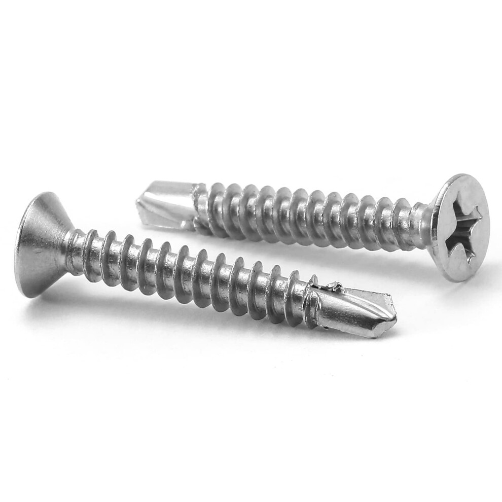 #8 x 11/4 Sheet Metal Screws 100Pcs 410 Stainless Steel Flat Head Tek Screws Fast Self Tapping Screws by SG TZH-image-OPC-PFZ62RH-NEW