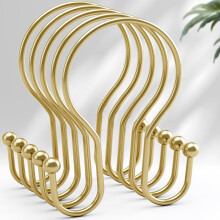 AmazerBath bruseforh?ngskroge Guld bruseforh?ngsringe Simple dobbeltkrog bruseforh?ngskroge Rustfaste robuste metal glatte glidebrusekroge til br