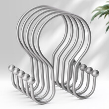 AmazerBath Bruseforh?ngskroge Bruseforh?ngsringe S?lv Simple Dobbeltkrog Bruseforh?ngskrog Rustfast metal Glat glide brusekroge til bruseforh?ngs