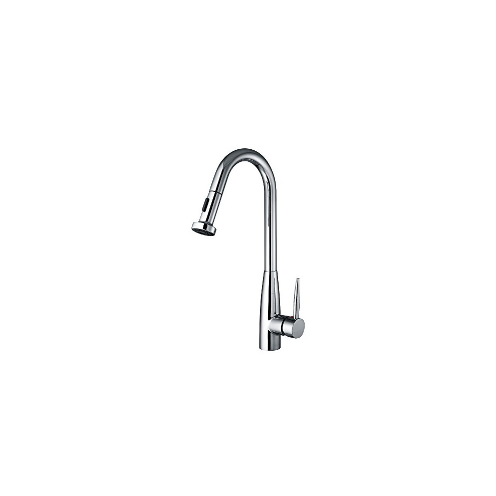 Photos - Tap Whitehaus WH2070838C WH2070838Cjem Collecting single Hole Faucet with a gooseneck Swivel Spout PullDown Spray head & Lever H