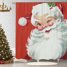 Sonernt Vintage Craciun Jolly Santa Claus Perdea de du? pentru baie din poliester Poliester rezistent la apa perdele de baie de Craciun 72x72 inc