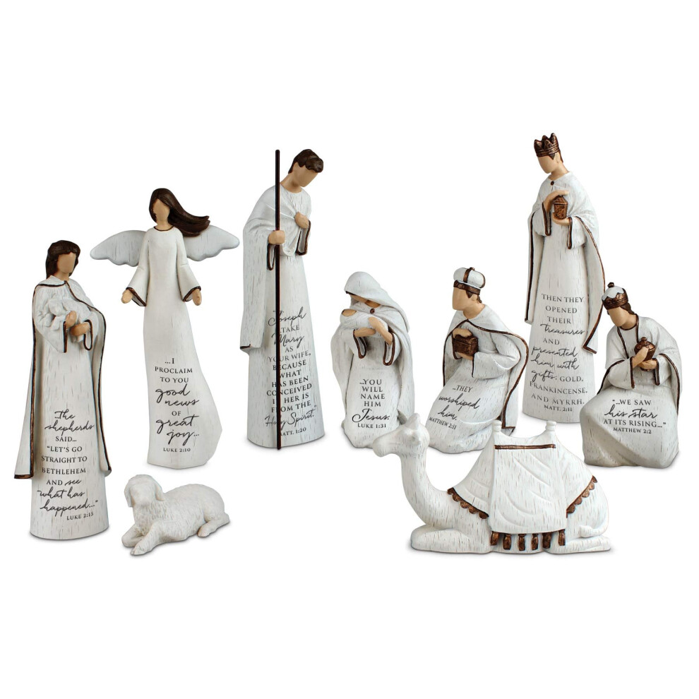 Tepe Lighthouse Christian Products 161938 A Savior Is Born Scriptured Nativity Set Sculpture No.77420