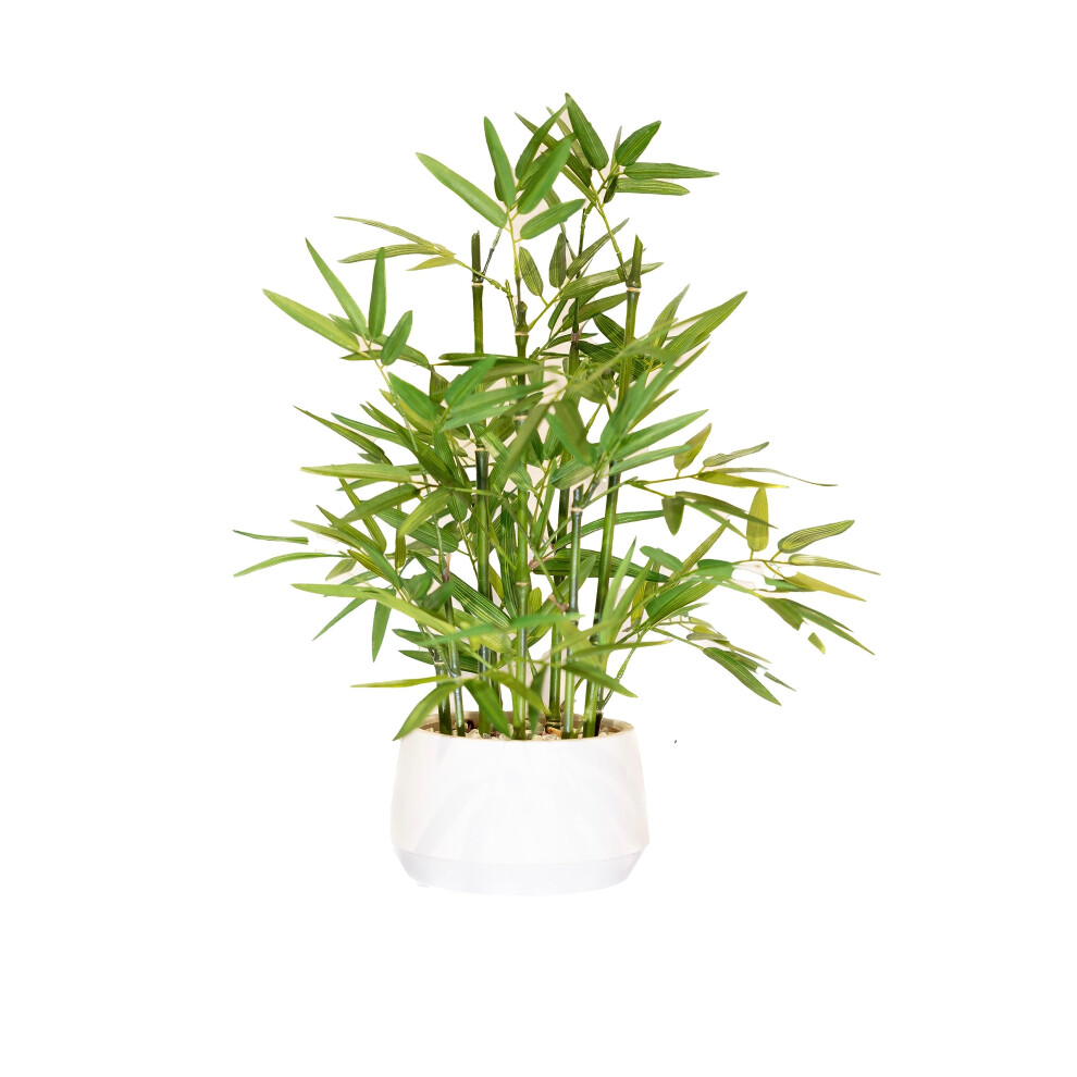 365 Blooming Decor Plante en bambou artificiel en pot blanc de 18 pouces de haut - Arbre en bambou artificiel de luxe en pot blanc pour la d  coration