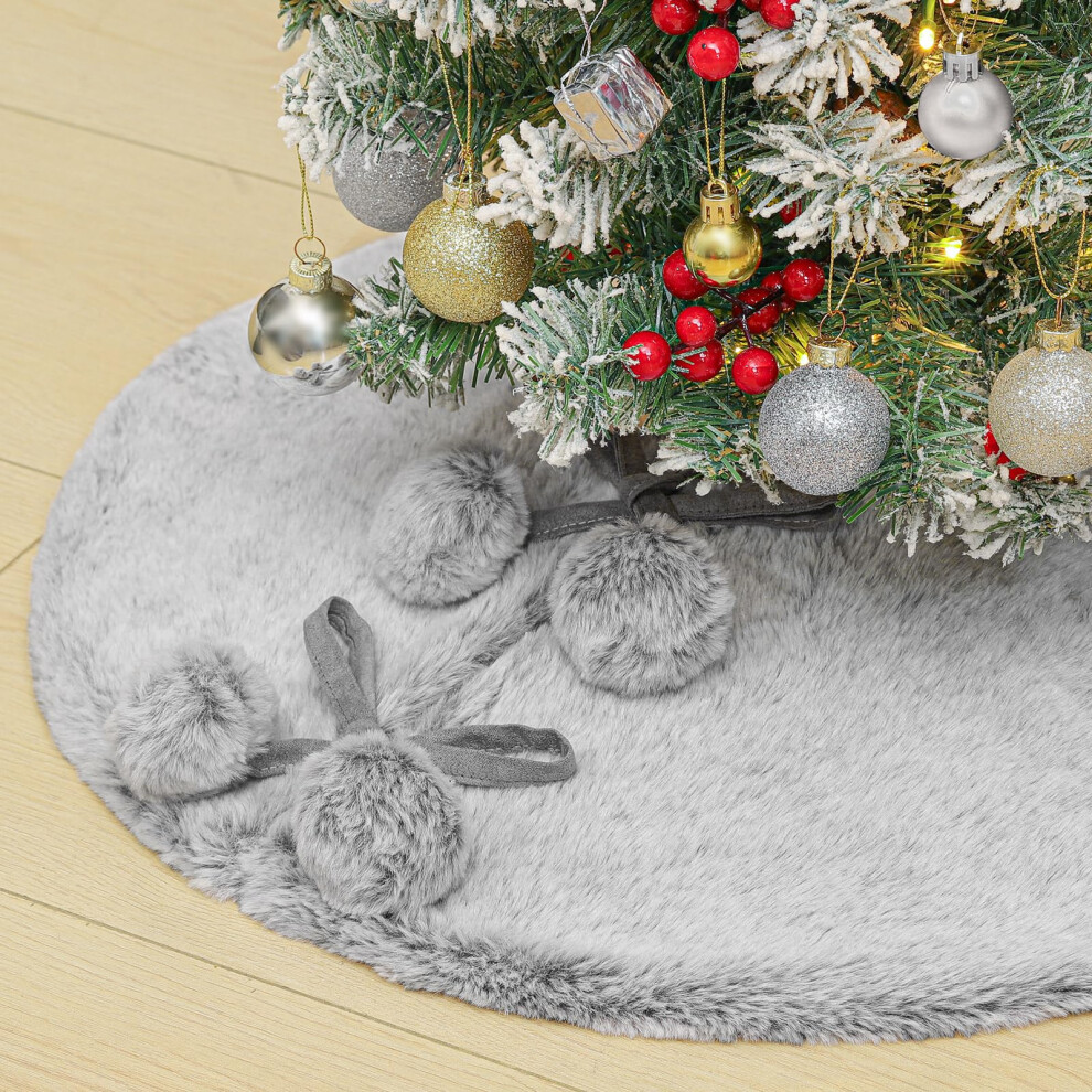 Lewondr Christmas Tree Skirt  Long Plush Tree Skirt for Christmas Day with Pompon  21in Tree Skirt for Pencil Tree SkinFriendly  Christmas Decoration-image-OPC-PFZ6MRW-NEW