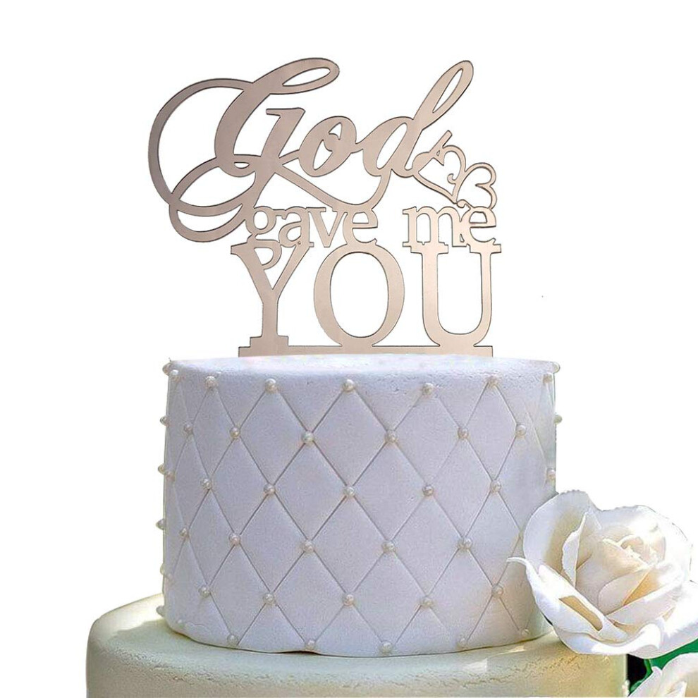 God Gave Me You, Topper Per Torta Nuziale, Decorazione Per Matrimonio, Fidanzamento, Festa Di Matrimonio, In Acrilico Color Oro Rosa A Specchio-image