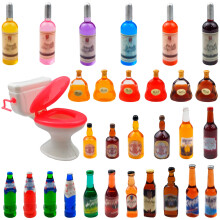 30 de buca?i 29 de stiluri mini sticle de vin cu 1 jucarie de toaleta n miniatura din plastic Casa de papu?i amuzante pentru cupcake tortper set