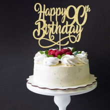 Gouden glitter gelukkige 90e verjaardag taarttopper Proost op 90 jaar gelukkige 90e verjaardag taarttopper 90e verjaardag taarttopper mannen en vrouw