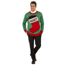 Forum Novelties Adult Stocking Ugly Christmas Sweater Naughty Medium