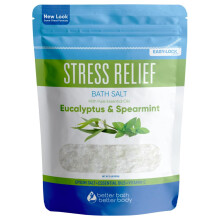 Avstressande badsalt 32 Ounce (2 Lbs) USP Kvalitet Epsom Salt med naturliga oljor av spearmint och eukalyptus