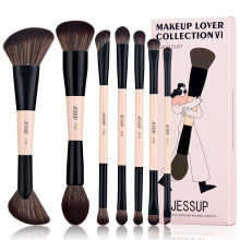 Ensemble de pinceaux de maquillage Jessup 7 pièces pinceaux de maquillage double face pour fond de teint, anti-cernes, blush, fard à paupières, c