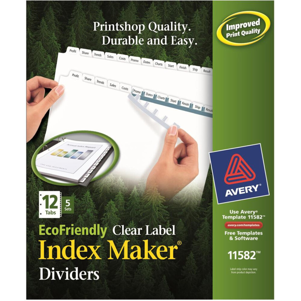 Photos - Other Office Equipment Avery® Ecofriendly Index Makers Dividers 60 x Divider(s) 12 Printon Tab(s) 12 12 Tab(s)/Set 8.5 Divider Width x 11 Divid