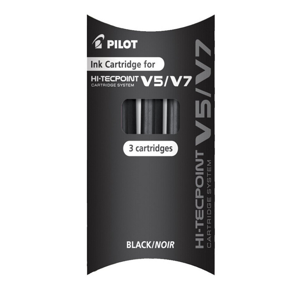 Pilot Refill for V5/V7 Cartridge System  Black  1 x Pack of 3