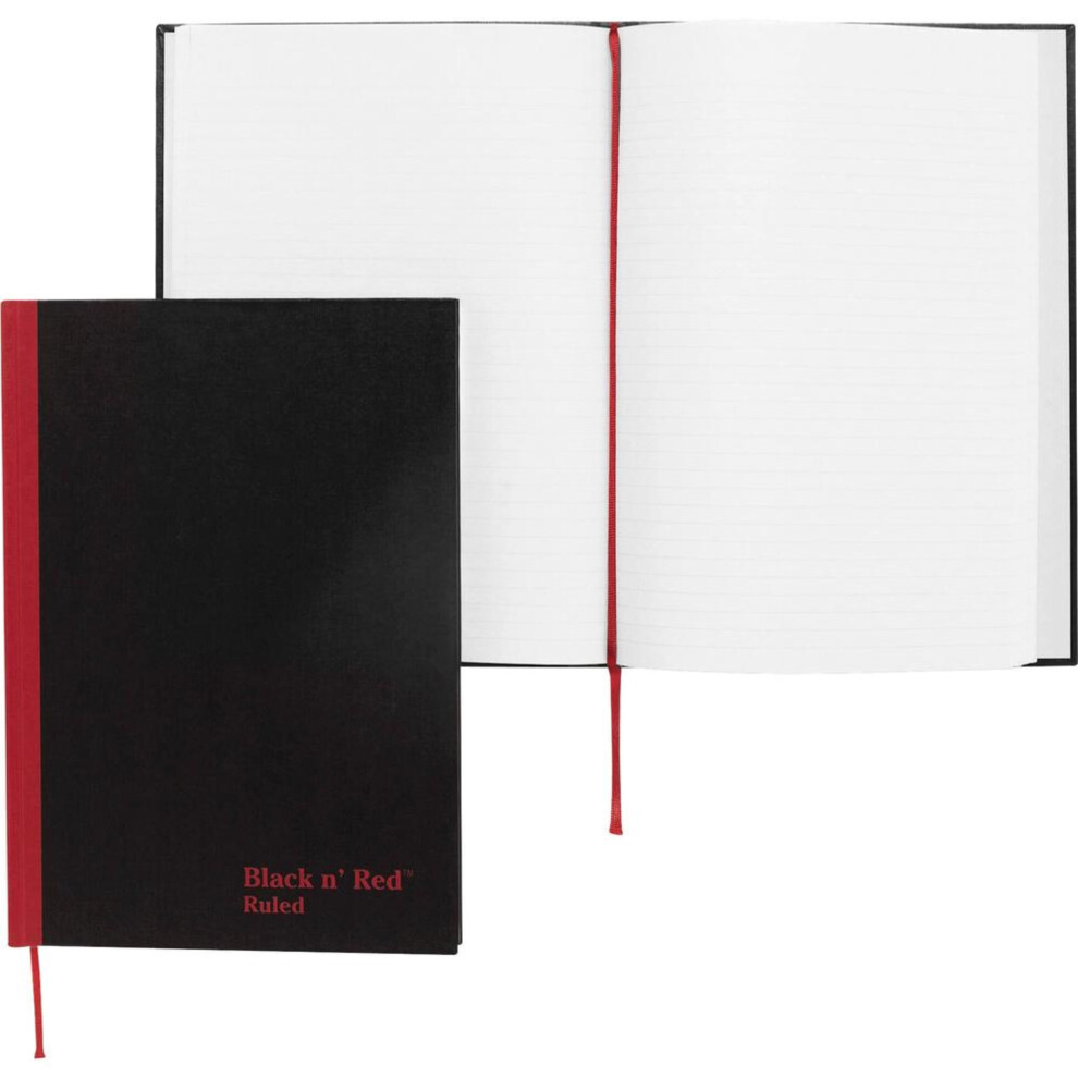 Photos - Notebook Black n Red Casebound Ruled  A5 96 Sheets Sewn 24 lb Basis Weight A5 5 5/8 x 8 1/4 White Paper Red Binder Black Cov