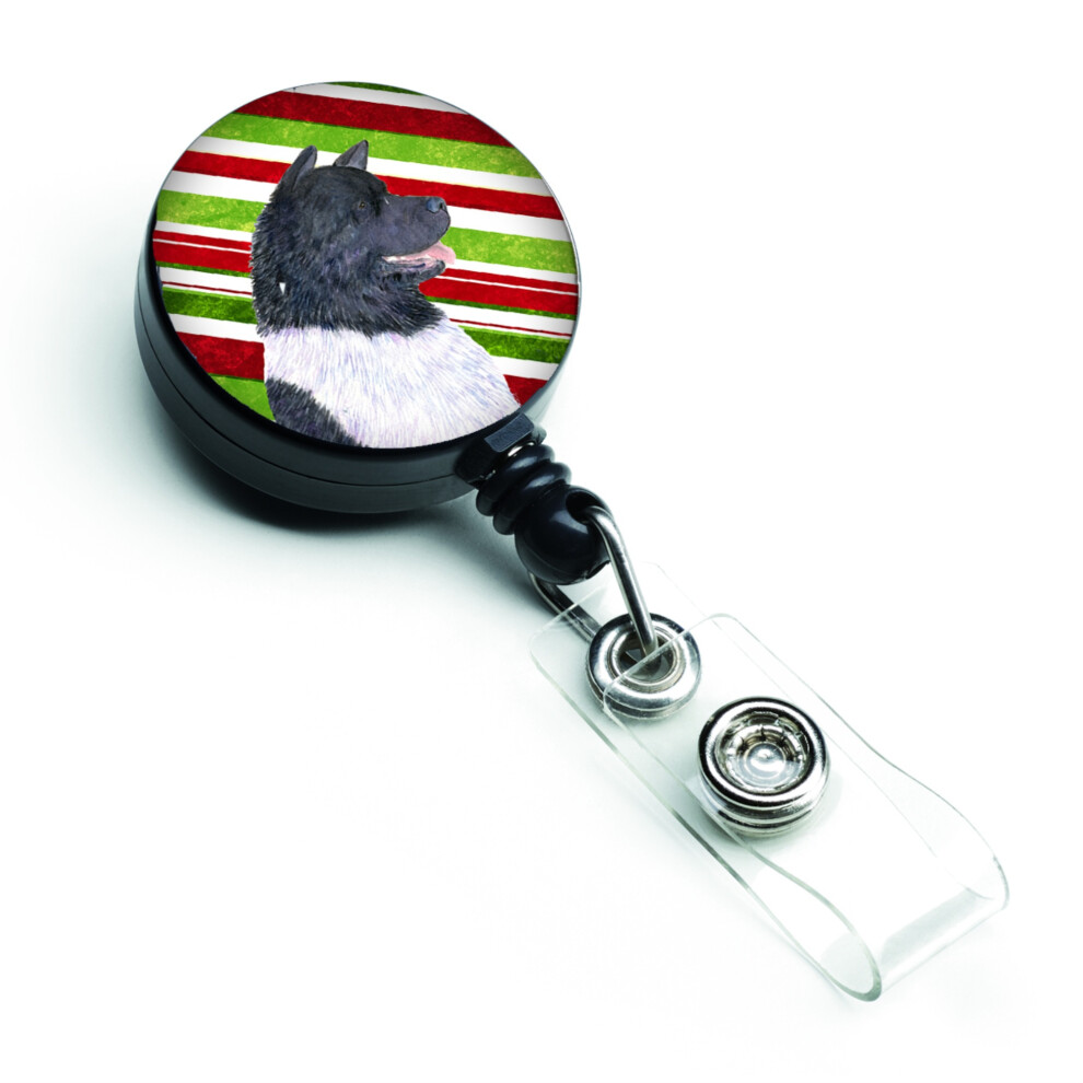 Caroline's Treasures Akita Candy Cane Holiday Christmas Retractable Badge Reel Multicolor (SS4590BR)-image-OPC-PFZ6ZZ2-NEW