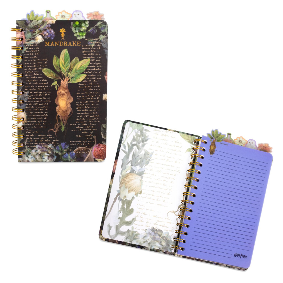 Harry Potter Mandrake Floral 5Tab Spiral Notebook Journal