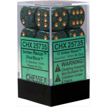 Chessex Manufacturing 25735 Golden Recon Speckled - 6 sidor 16 mm trningar av 12