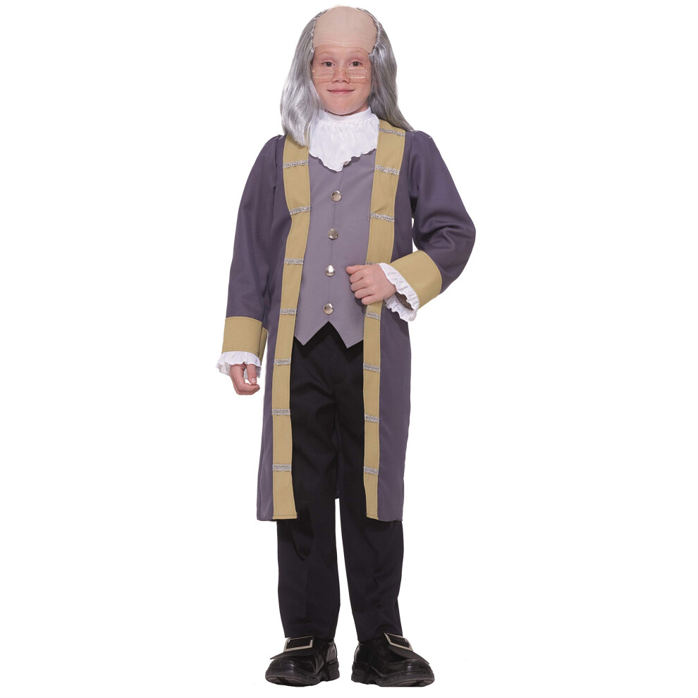 Disfraz De Ben Franklin Para Ni Os De Rubie's, Talla Extragrande, Gris Y Blanco-image