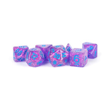 Metallic Dice-spil LIc683 Flash Dice, Purple with Blue Numbers - S?t med 7