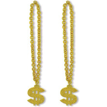Gold Chain Beads w/ $ Medallion