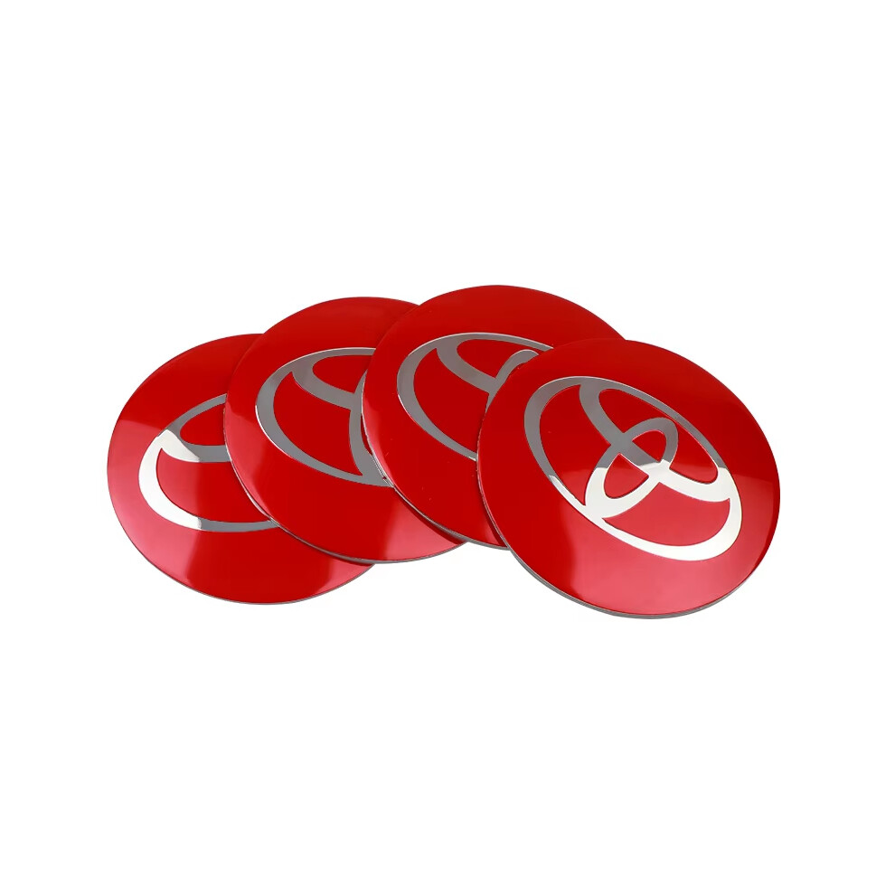 (Toyota-) 56Mm Car Aluminum Logo Wheel Center Hub Cap Badge Sticker For Toyota Prado Aqua Hilux Rav4 Camry Prius Trd Gr Prius Auris Yaris Red 6904215779680