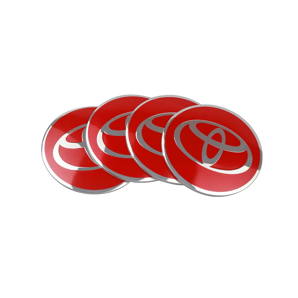 (Toyota-silver red) 56mm Car Aluminum Logo Wheel Center Hub Cap Badge Sticker For Toyota Prado Aqua Hilux Rav4 Camry Prius TRD GR Prius Auris Yaris-image-OPC-PFZ79DX-NEW