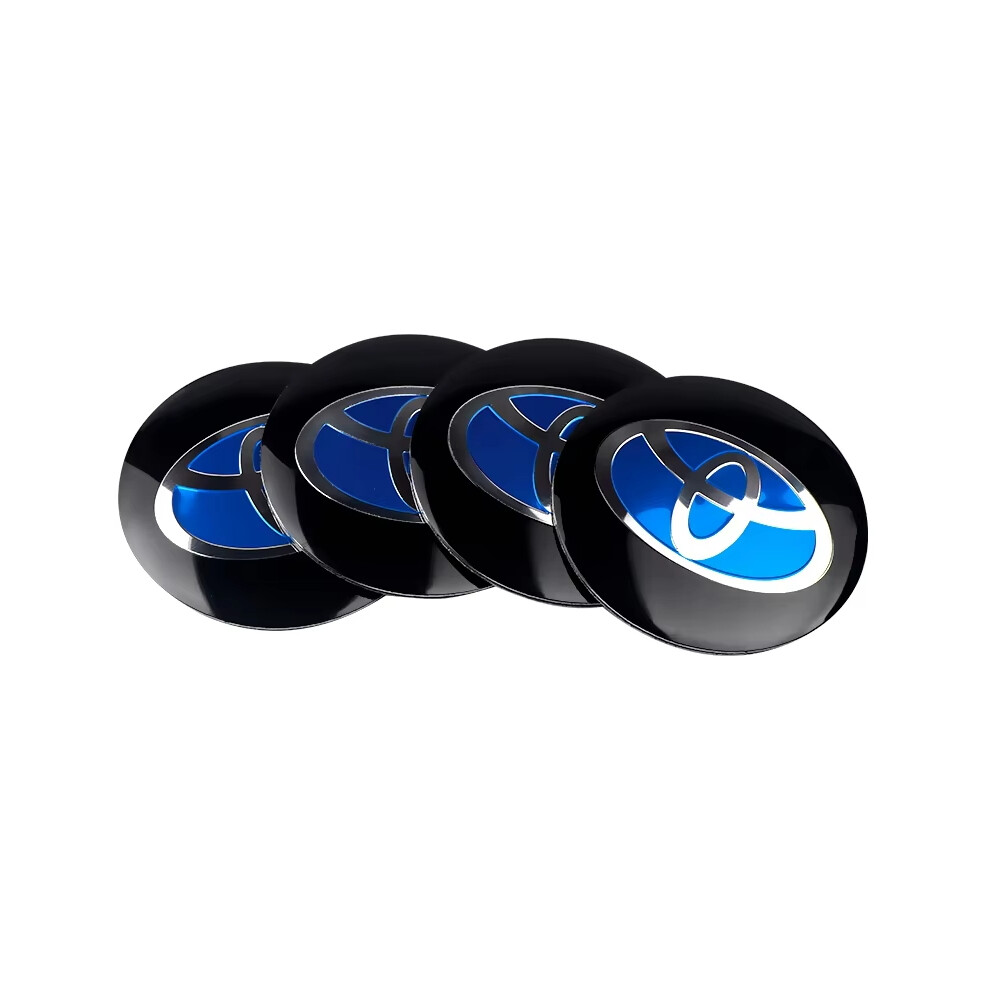 (Toyota- Blue) 56Mm Car Aluminum Logo Wheel Center Hub Cap Badge Sticker For Toyota Prado Aqua Hilux Rav4 Camry Prius Trd Gr Prius Auris Yaris Black/Blue 6908236561668