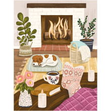 Puzzel van 500 stukjes voor volwassenen Hygge Collection Gezellige open haard van Olivia Gibbs Blauwbordpuzzel Jigsaw + Bonuskaars KI Puzzels van Pla