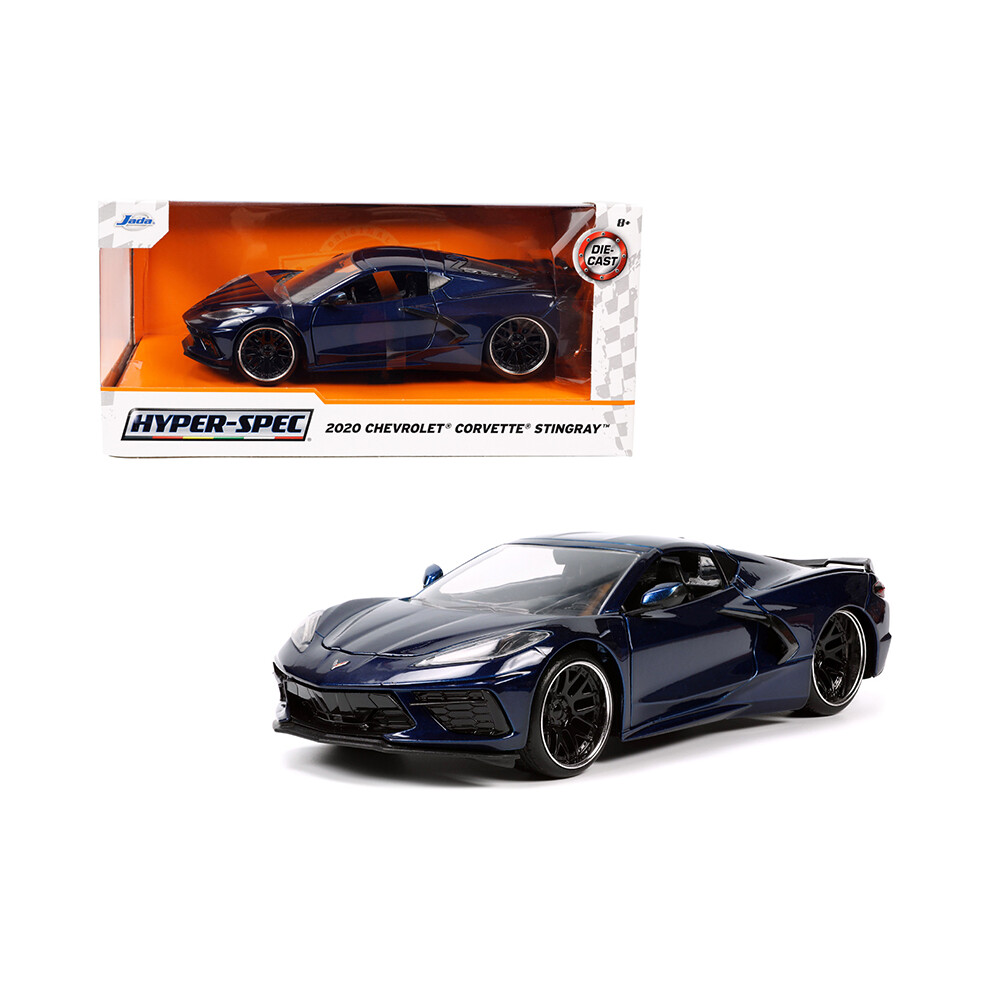2020 Chevrolet Corvette Stingray C8 Dark Blue Metallic HyperSpec Series 1/24 Diecast Model Car by Jada