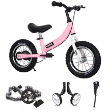 OHIIK Laufrad 2-in-1 für Kinder von 3 4 5 6 7 Jahren, Balance-Bike mit Pedalen, 12 14 16 Zoll, Kinderfahrrad mit Pedalsatz, Stützrädern und Brems