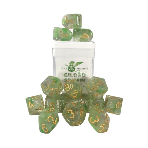 Roll 4 Initiative Diffusion Poly Set - Gilded Griffin w/numbers (15)